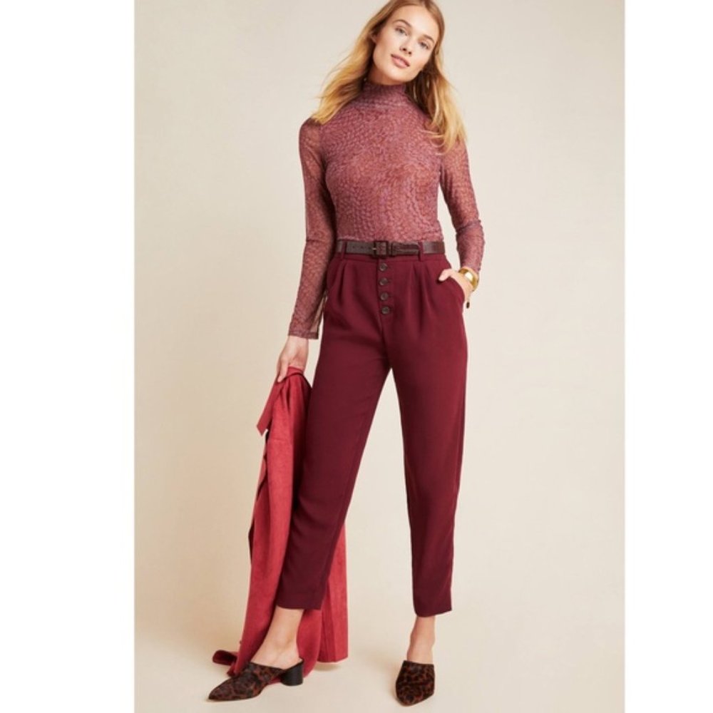 Anthropologie SASHA BUTTON-FLY TAPERED TROUSERS